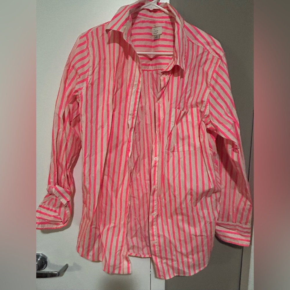 A New Day Vibrant Pink and Cream Striped Shirt